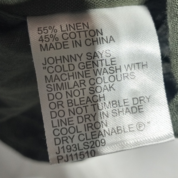 Johnny Bigg Men's Green Linen Blend Long Sleeve Button Down Shirt Size 4XL NWT - Picture 5 of 9